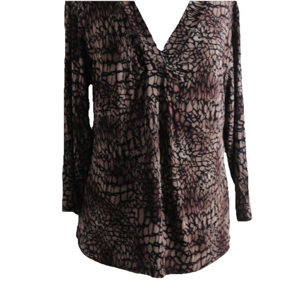 Chico's Traveler Leopard Print Shirt Sz 3 XL Art-to-Wear Animal 3/4 Sleeve Wrap - Picture 1 of 13